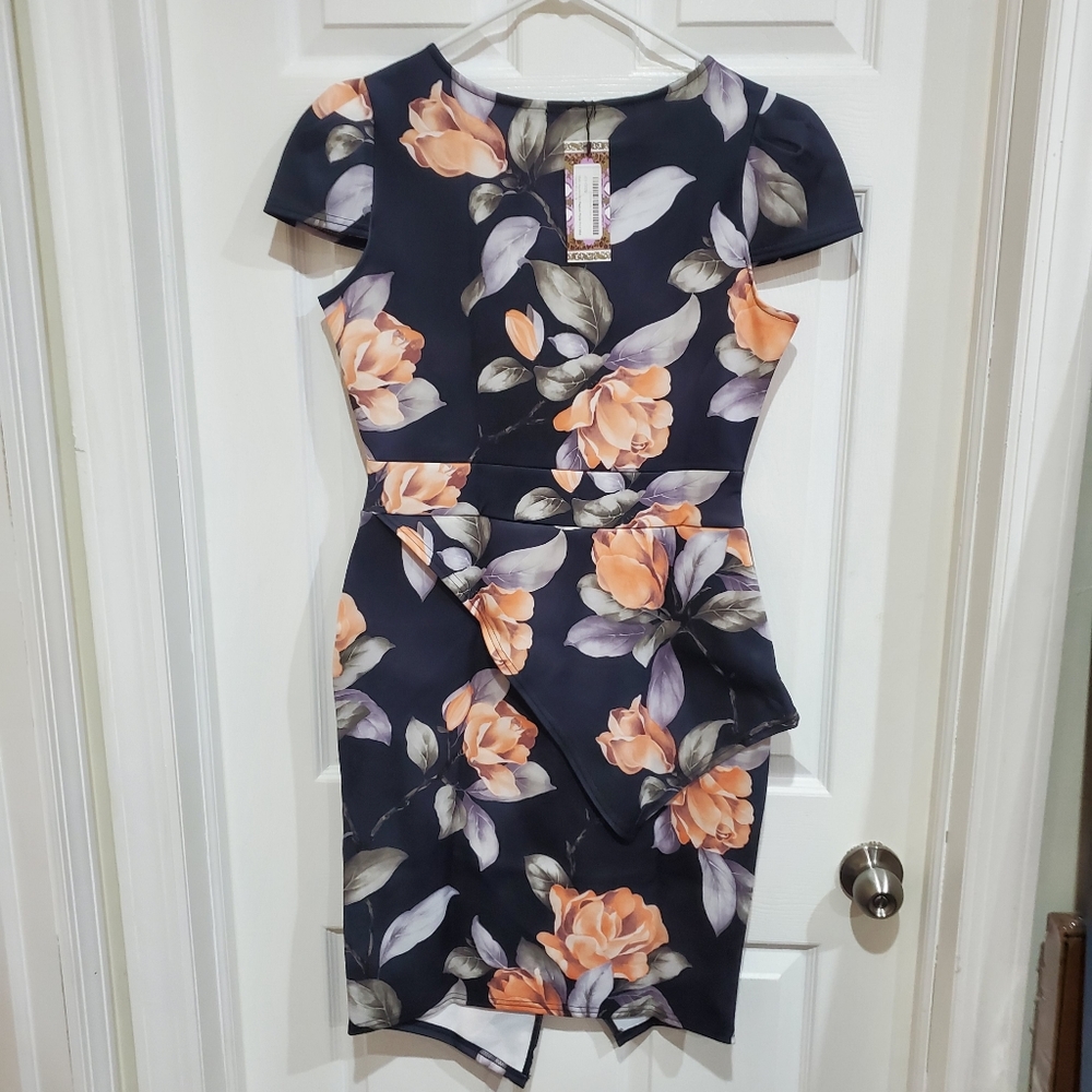 Boohoo Assymetrical Peplum Midi Dress